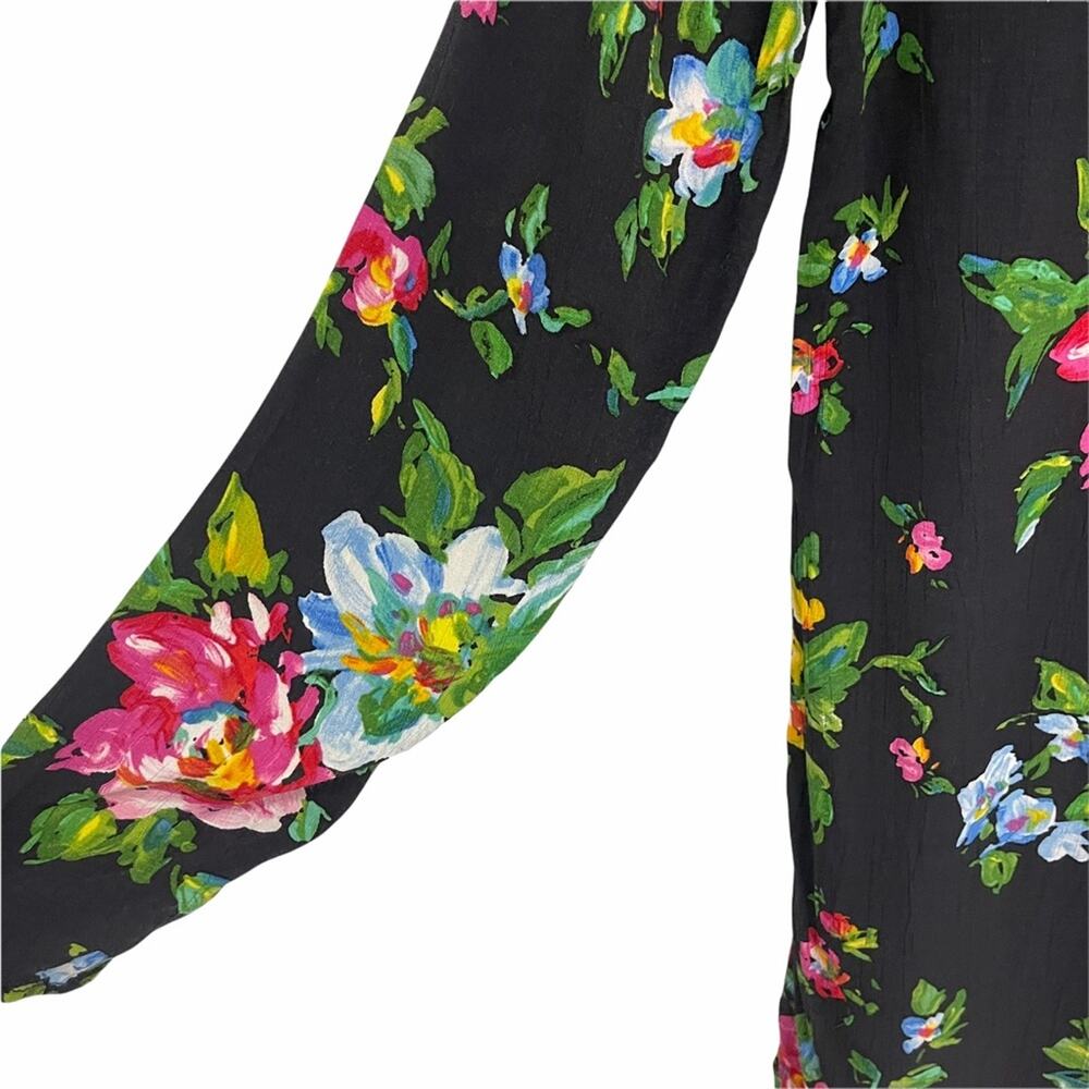 WAYF Dress SZ Medium Floral Hi Lo Shift Dress Long Sleeves Mini Garden Party - Picture 9 of 11